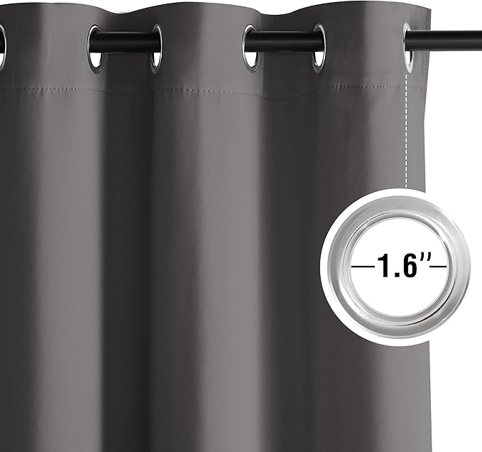 NICETOWN Grey Light Blocking Curtains 84 Inches Long 2 Panels for Living Room, Bedroom, Office Thermal Insulated Blackout Drapes Solid Grommet Noise Reducing Window Curtains, W40