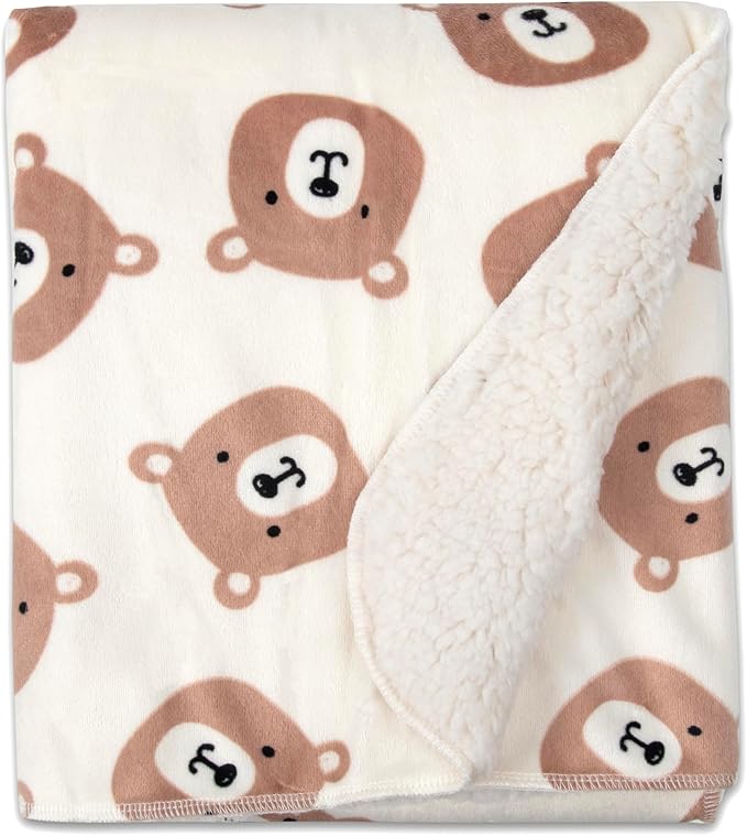 Baby Essentials Sherpa Fleece Baby Blanket 35x30 – Super Soft, Warm Reversible Baby Blankets for Newborns, Infants, Toddlers, and Nursery
