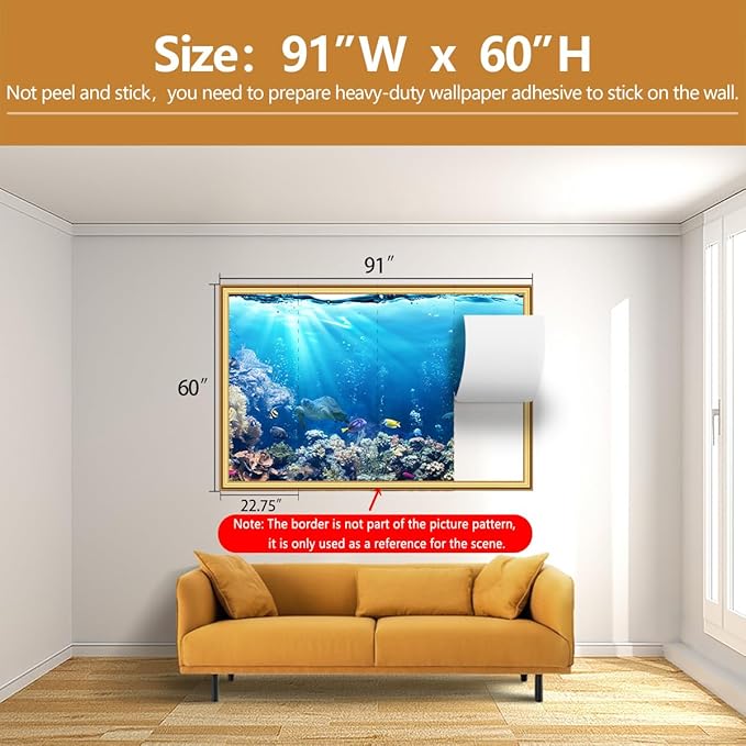 Kids Ocean Wallpaper Underwater Creatures Coral Reef Wall Mural for Children's Room Nursery（Not Peel and Stick）