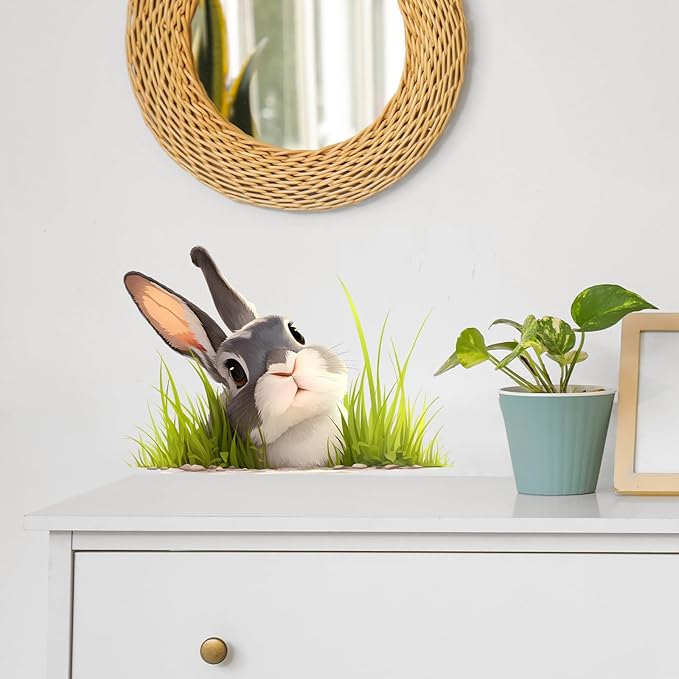 Baby Bunny Rabbit Wall Decals Removable Animal Vinyl Stickers for Nursery Kids Bedroom and Playroom Decor Peel and Stick Wall Art