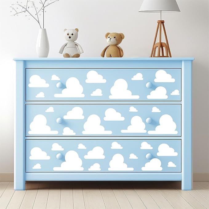 White Cloud Wall Decals Vinyl Clouds Wall Sticker Removable Cloud Decals Peel and Stick Kids Wall Stickers Removable Cute Clouds Stickers for Nursery Kid Bedroom Baby Room Playroom Decor