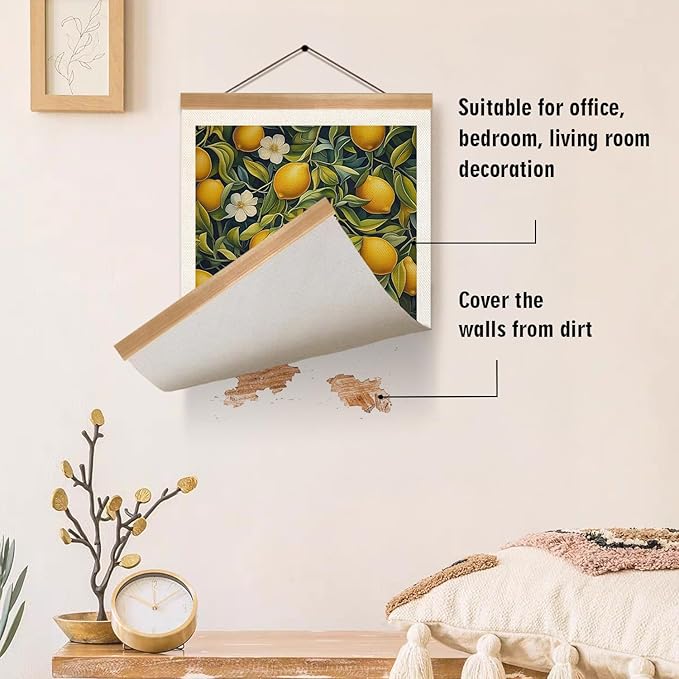 ZTGDA Farmhouse Citron Lemon Wall Art,Vintage Botanical Fruit Poster, French Style Canvas Print with Yellow Lemons, Linen Hanging Poster for Kitchen or Dining Room Decor 12x16In (Yellow-Lemon)