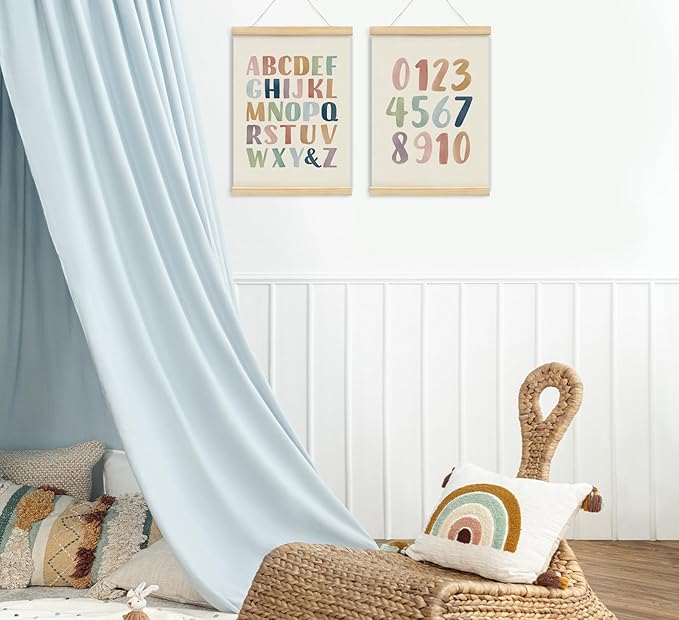 foedor Alphabet Numbers Poster Framed, Nursery ABC Wall Decor Poster Hanger Frame,Hanging Banner Decor for Nursery Toddler Girls Room Play Room, 12x16 Inch, Set of 2