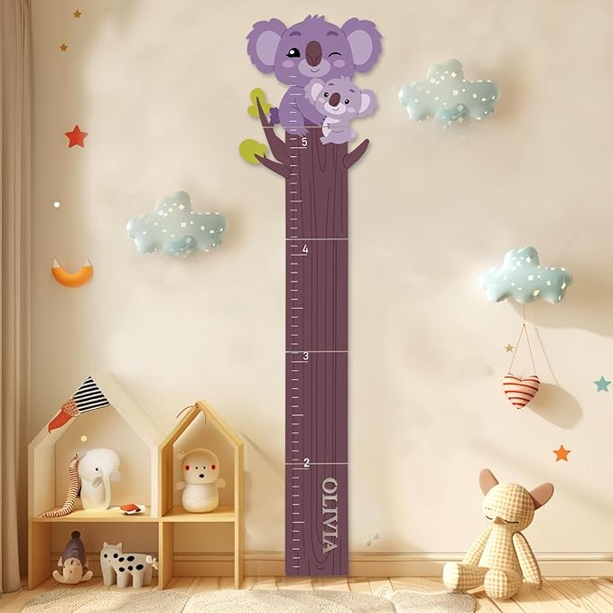 Personalized Name Growth Chart, Cute Koala Wood Height Chart, Height Measurement for Wall Boy Girls, Height Wall Chart Growth Measuring Ruler Room Wall Decor