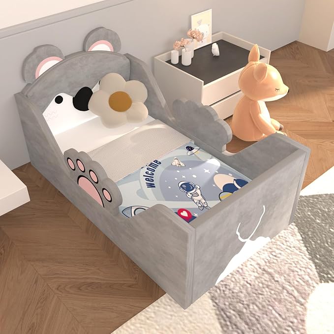 Toddler Beds, Child Bed for Kids with Extra Safty Broad, Standard Crib Size AnimalToddler Beds, Certified Fabric Toddler Beds,Toddler Floor Beds (Koala)