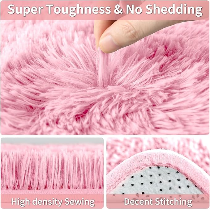 Merelax Soft Modern Indoor Large Shaggy Rug for Livingroom Bedroom Dorm Kids Room Home Decorative, Non-Slip Plush Fluffy Furry Fur Area Rugs Comfy Nursery Accent Floor Carpet 8x10 Feet, Pink