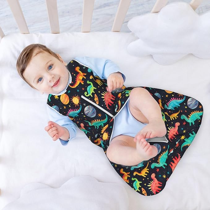 Baby Sleep Sack Sleeveless Sleeping Bag Wearable Blanket Soft Breathable Toddler Sleep Bag Colorful Dinosaur