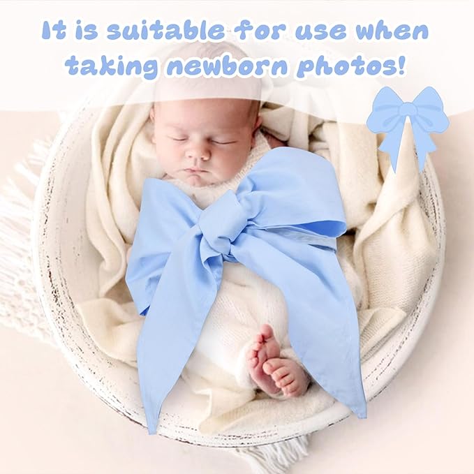 Newborn Swaddle Sash, Soft Cotton Bow Decorative Strap for Swaddles, Adorable Maternity Bow Sash, 70x5.5 Inch, Blue