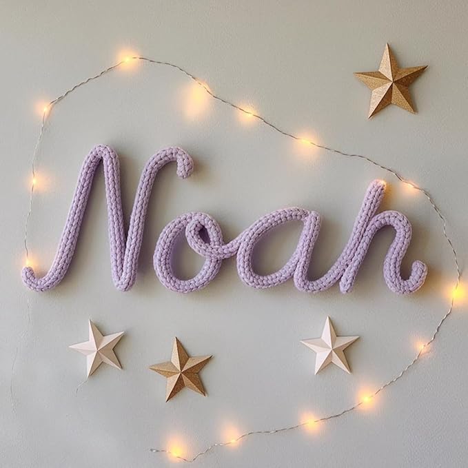 Custom Wire Name Sign, Personalized Nursery Wall Art, Knitted Metal Lettering for Baby Room, Playroom Door Decor