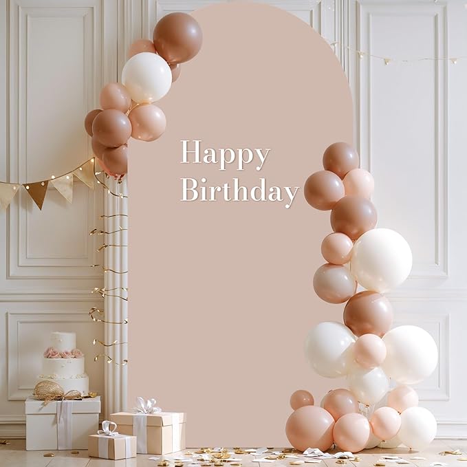 Nude Arch Backdrop Cover 6.6FT Spandex Fitted Wedding Arch Stand Covers Round Top Chiara Arch Covers Stretchy Backdrop Cover for Birthday Party Ceremony Banquet Decoration