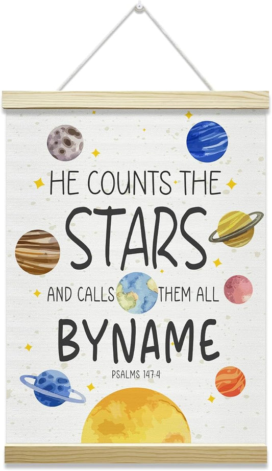 Nopoben Solar System Poster Hanger Frame, Outer Space Canvas Wall Art, Planets Wall Decoration for Kids, Classroom Nursery Kids Room Playroom Preschool Decor(12x16 Inches)-02