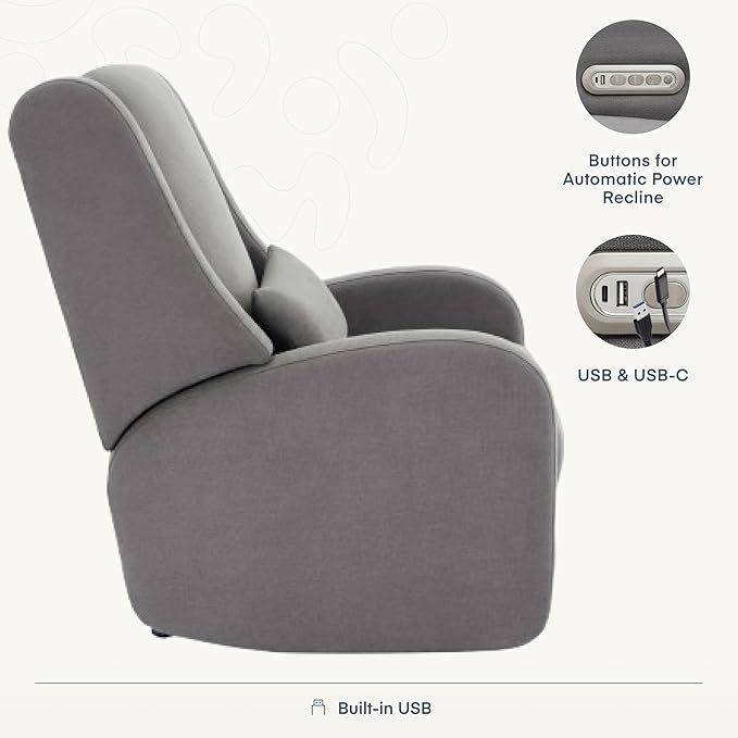 Nurture& The Wingback – Power Reclining Glider for Nursery – Ergonomic Chair with Stain-Resistant Fabric & Built-in Charging Port – Modern Baby Room Essential