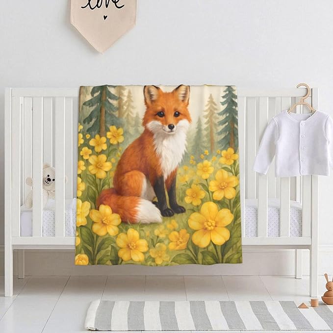 Ship Next Day Personalized Baby Blanket for Kids, Custom Baby Blanket with Name, Super Soft Flannel Blankets, Custom Fox Animal Blankets Baby Gifts for Christmas.