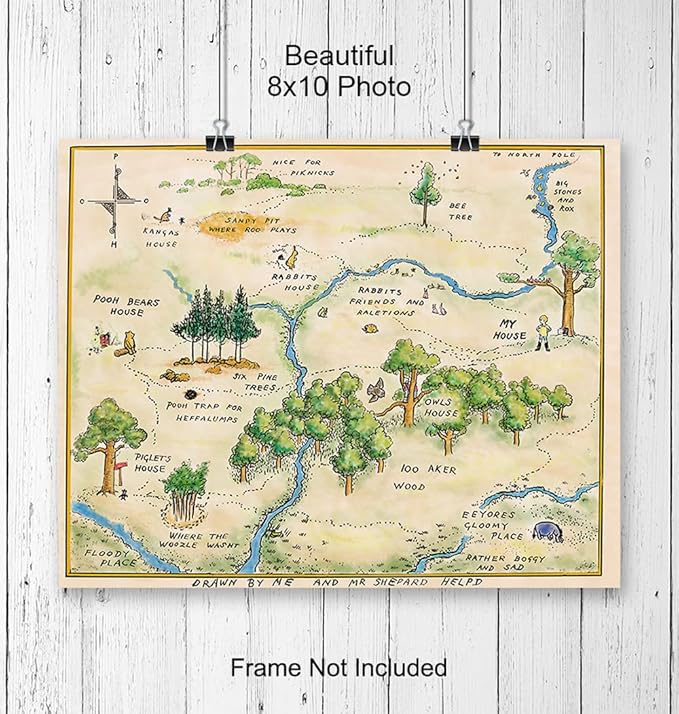 Vintage Nursery Decor - Baby Room Decor - Toddler Room Print - Little Boys Bedroom Picture - Baby shower Decorations - Hundred Acre Wood - Kids Wall Art - Girls decoration
