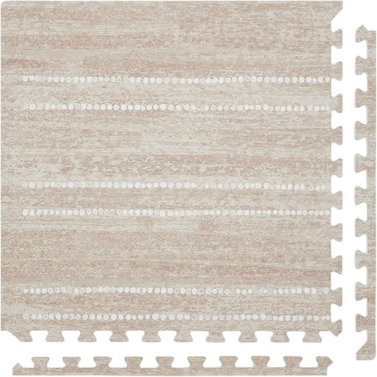 House of Noa Baby Play Mat – 4'x8' Toast Aspen – Set of 8 Tiles – Cushioned EVA Foam Play Mat for Floor, Soft Interlocking Baby Crawling Mats for Hard Floors