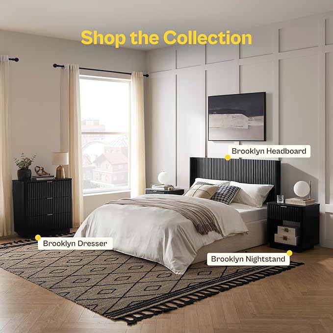 mopio Blake 3 Drawer Dresser for Bedroom, Chest of Drawers, Wood Dresser Organizer, Modern Farmhouse, Tall Night Stand, Enhanced Safety, Sturdy Compliant (1, Black, One Size)