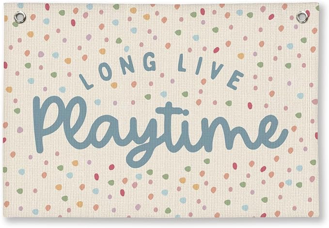 Playroom Decor, Kids Wall Art Hanging Linen Banner, Blue Striped Wall Flag for Kids Room Nursery Playroom Decor, 20x30 Inch