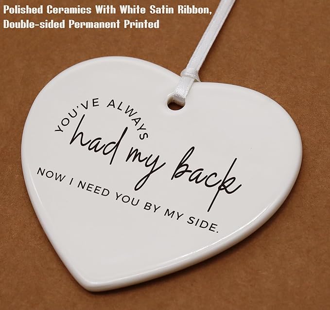 Heart Shaped Christmas Ornament-Maid of Honor Proposal Gift from Bride-Wedding Day Bridal Shower Bachelorette Party Present for Her Women Keepsake You've Always Had My Back
