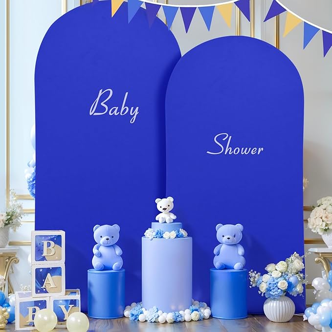 Royal Blue Spandex Fitted Wedding Arch Stand Cover 7.2FT Round Top Chiara Arch Stretchy Backdrop for Birthday Party Ceremony Banquet Decoration