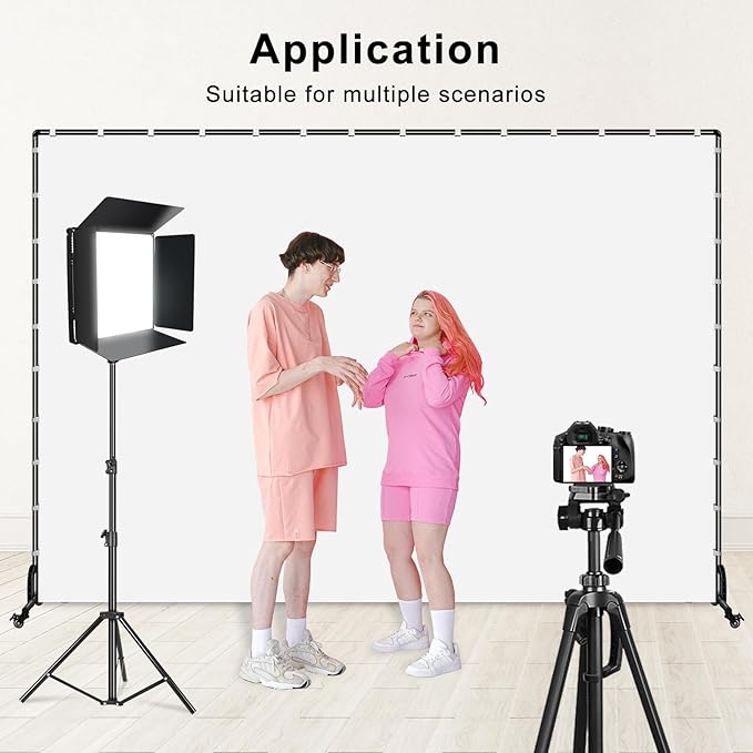 7x6.5ft Movable Backdrop Stand With White Screen and Wheels - Photography Background Stand for Photoshoot, Studio Video Recording, Events, Streaming