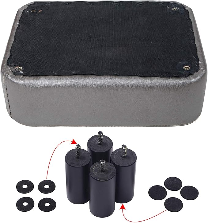IBUYKE 16.54" Small Footstool, PU Faux Leather Step Stool, with Padded Seat Pine Wood Legs and Padded Rectangular Stool, for Bedroom, Gray RF-BD211