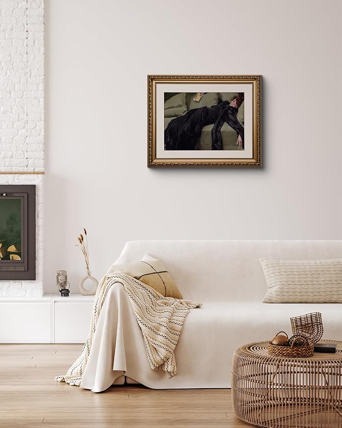 ARPEOTCY Vintage Gold Framed Wall Art, Classical Trendy Woman Gallery Paintings, Canvas Prints Artwork with Antique Frame, Victorian Wall Picture Decor for Room Gallery Living Room, 13x16 inch