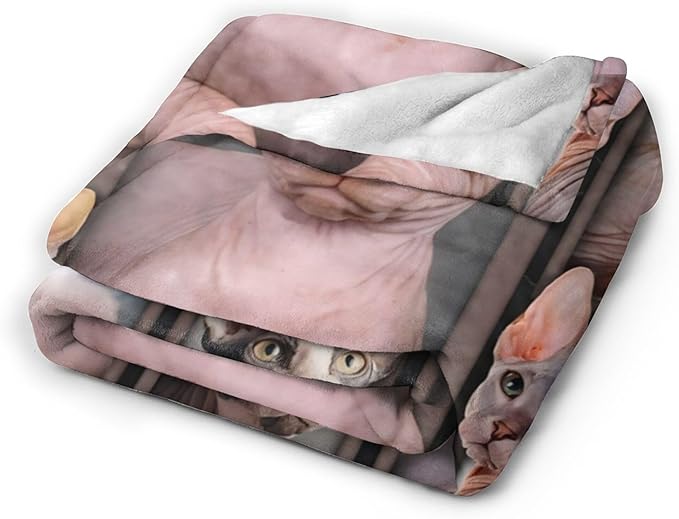 Sphynx Cat Gifts & Decor - Cute Throw Blanket for Girls, Women, Kids & Adults - Soft, Warm, Cozy Fleece Blanket for Couch, Sofa, Bed - 80"x60"
