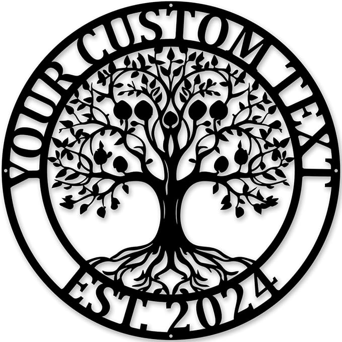 Established Family Tree Name Sign, Metal Name Signs Personalized, Tree of life Wall Art, Last Name Welcome Sign, Personalized Housewarming/Wedding Gift, Living Room/Porch/Outdoor Decor