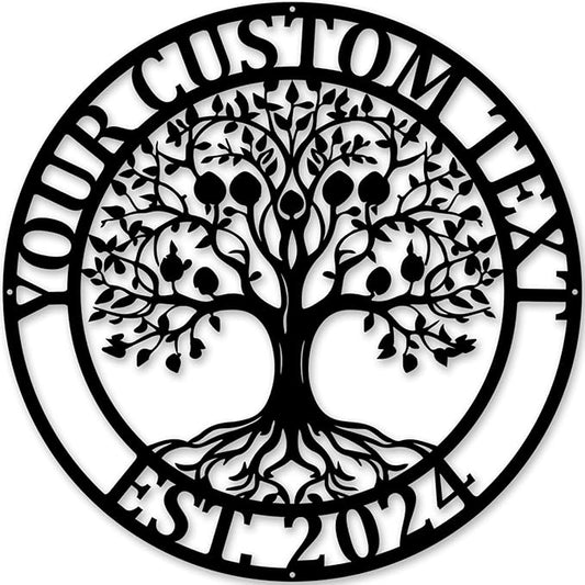 Established Family Tree Name Sign, Metal Name Signs Personalized, Tree of life Wall Art, Last Name Welcome Sign, Personalized Housewarming/Wedding Gift, Living Room/Porch/Outdoor Decor