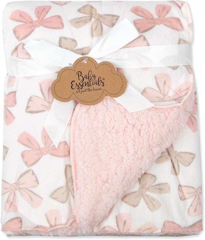 Baby Essentials Sherpa Fleece Baby Blanket 35x30 – Super Soft, Warm Reversible Baby Blankets for Newborns, Infants, Toddlers, and Nursery