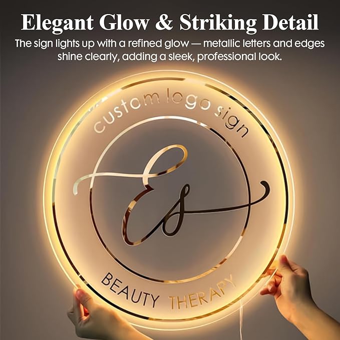 Custom Backlit Acrylic Logo Sign, Light Up Signs - Personalized Illuminated Logo Sign with Floating Acrylic Design for Retail Stores, Restaurants, Offices, and Hair Studios