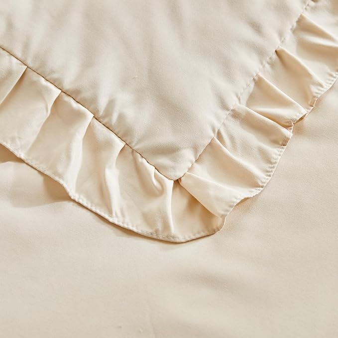 Ruffled Toddler Blanket Ruffle Comforter for Baby Toddler Girls, Soft Cozy Cute Quilted Blanket Breathable Microfiber Comfortable Down Alternative Small Size Quilt with Ruffle - 43"x 60" Cream