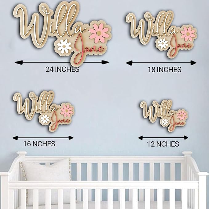Personalized Daisy Name Sign, Nursery Name Sign, Daisy Nursery Decor, Name Sign for Girl, Custom Wood Name Sign, Floral Nursery Decor, Baby Name Sign, Wooden name signs for nursery gift