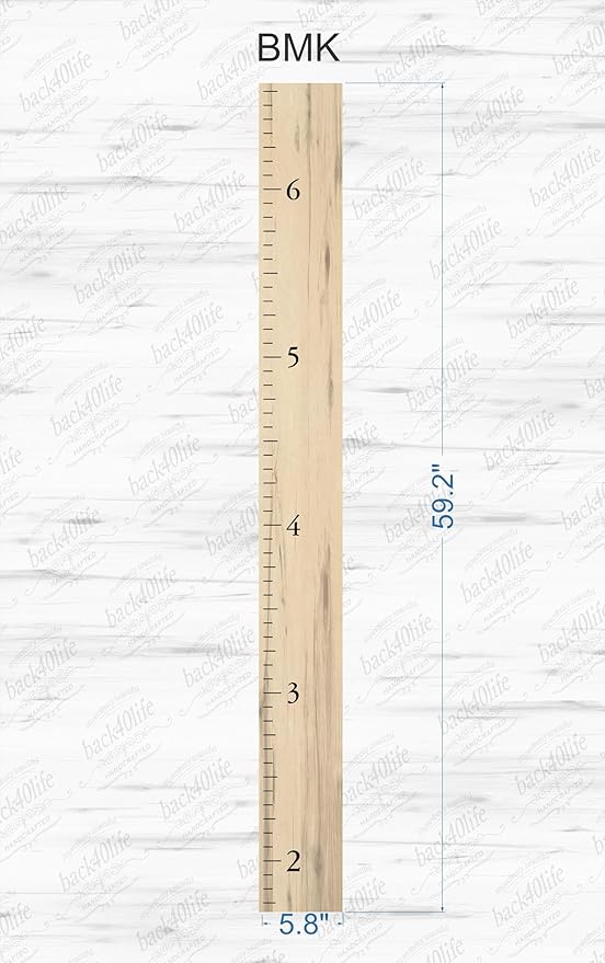 Farmhouse Style Wooden Kids Growth Chart Ruler for Boys and Girls (Weathered Natural - BMK)