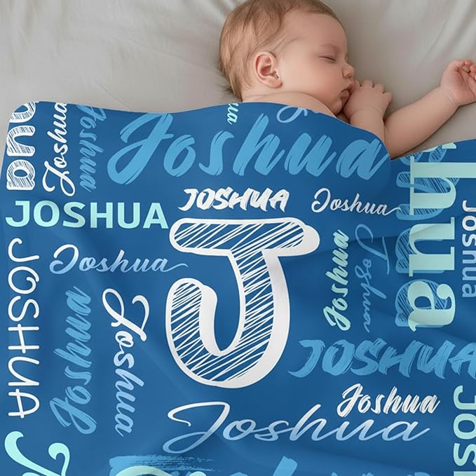 Personalized Baby Blanket with Name, Custom Name Blanket for Kids Soft Flanne Blankets in Easter Personalized Baby Gifts for Infant Newborn Shower (Rainbow)