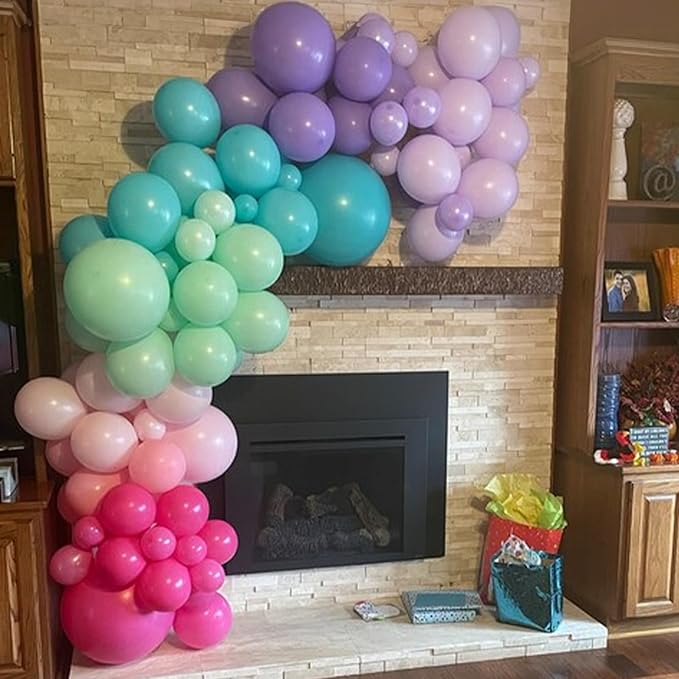 Pink Purple and Blue Balloons, 60 PCS 12 Inch Teal Blue Pink Purple Balloons Colorful Balloon for Girls Mermaid Birthday Baby Shower Wedding Princess Singer Party Decorations