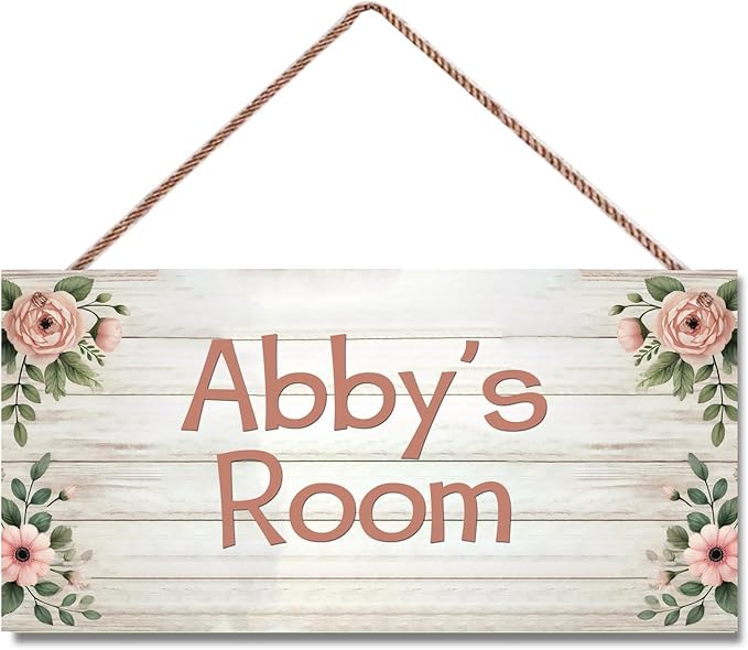 Personalized Door Sign Flowers Girls Bedroom Nursery Personalized Name Wooden Sign Décor For Kids Room