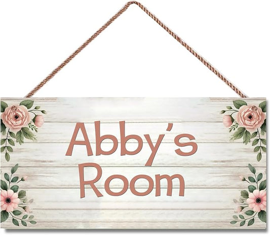 Personalized Door Sign Flowers Girls Bedroom Nursery Personalized Name Wooden Sign Décor For Kids Room