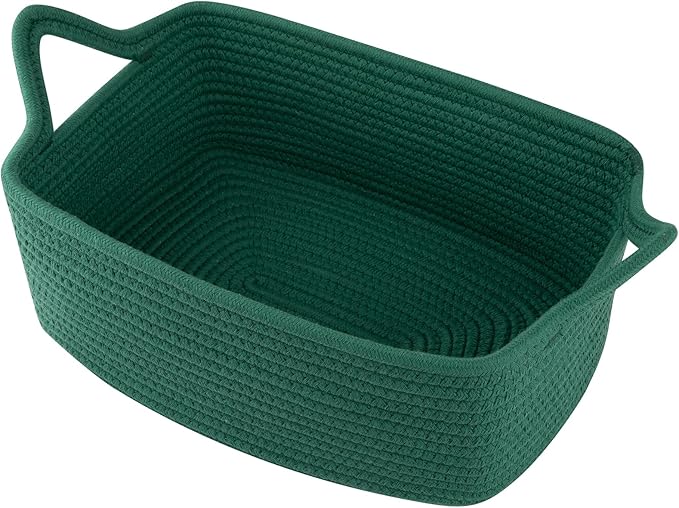 OIAHOMY Woven Basket, Gift Basket Empty with Gift Bags and Ribbons, Rope Baskets for Baby Showers, Storage Baskets with Handles for Nursery, Pet Toy Organizer - Green