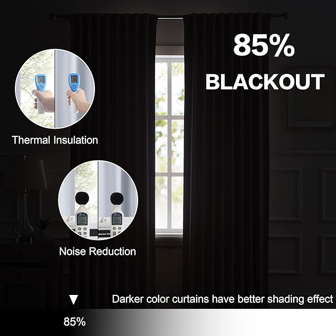 DUALIFE Silver Grey Curtains Room Darkening Curtains，Rod Pocket and Back Tab Thermal Insulated Drapes 52x108 Inch，2 Panels