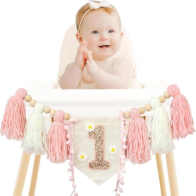 Handmade Boho 1st Birthday High Chair Banner Party Decoration For Girl Baby Shower Wall Hangings Decorative For Kids Bedroom