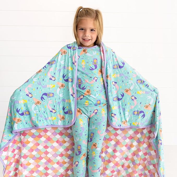 Little Sleepies Cloud Blanket, Soft Viscose from Bamboo Toddler & Baby Blanket for Boys & Girls, Lightweight, Perfect for Hot Sleepers, 50" x 50", Large (Mermaid Magic)