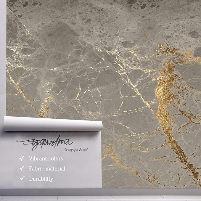 -Gold Abstract Marble Texture Bedroom Wallpaper XT15 M 140" x 91"