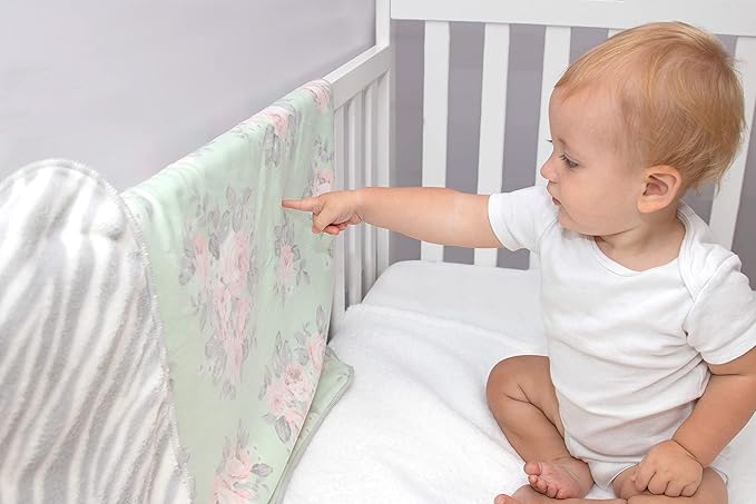 Sherpa Fleece Baby Blankets for Boys and Girls – Colorful, Reversible Baby Blankets for Newborns, Infants, Toddlers, and Nursery (Floral & Zebra)