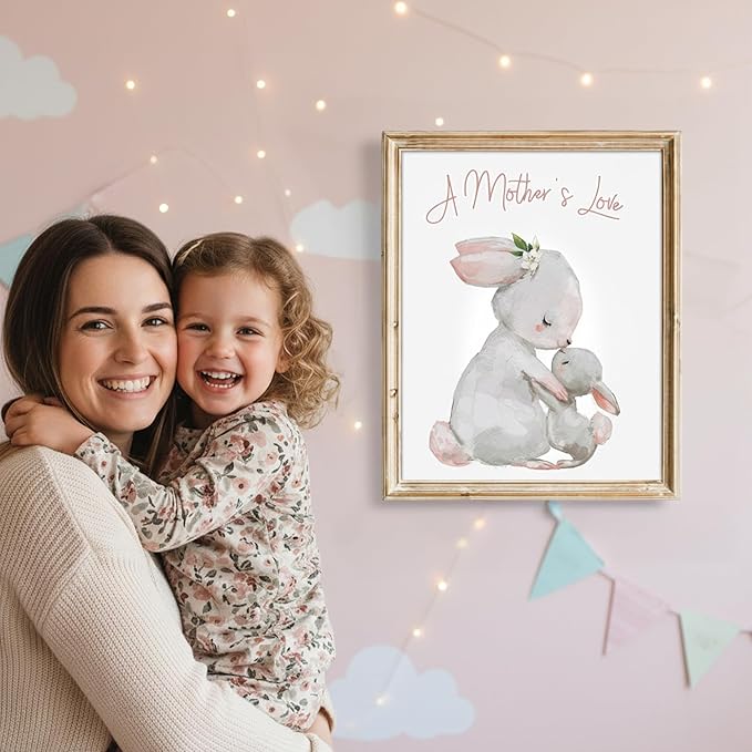 DREAM BIG PRINTABLES Mother and Child Bunny Wall Art Print - Unframed - 11x14 | Nursery Decor | Bedroom Decor | Room Decor Aesthetic | Bedroom Wall decor