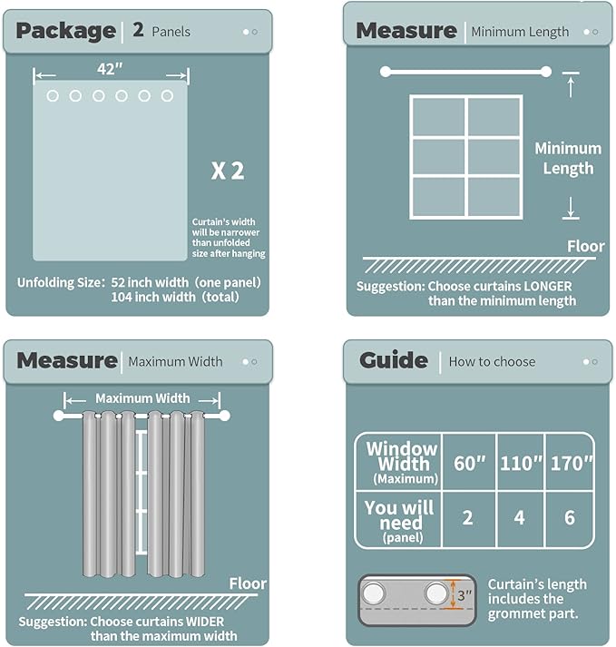 BGment Blackout Curtains for Bedroom 72 Inch Length 2 Panels Set, Thermal Insulated Bedroom Curtains Soundproof Room Darkening Window Curtain Drapes, Each Grommet Curtains 42 Inch Wide, Light Grey