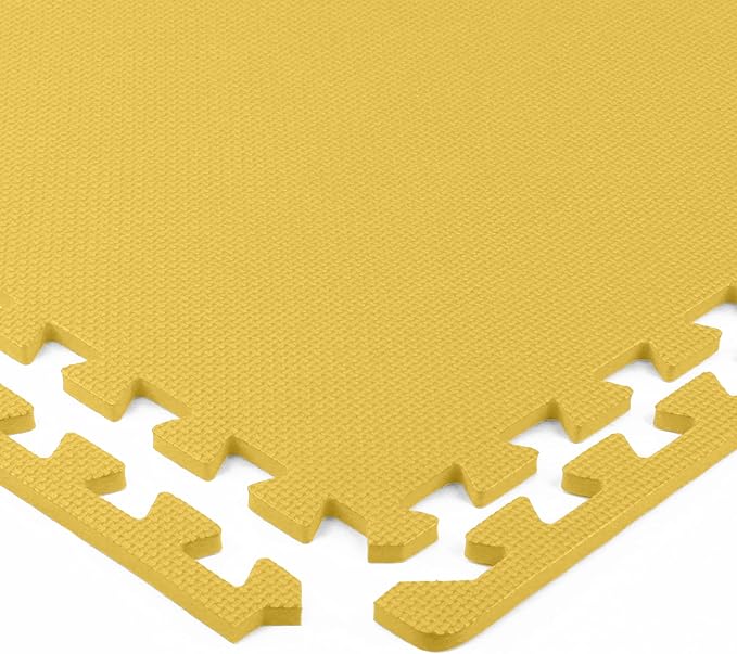 FlooringInc's 1/2" Soft Non-Toxic Baby Play Mat, Toddler Playmat, Colorful Puzzle PlayMat, Floor Mats for Kids & Babies, EVA Foam Interlocking Tiles for Nursery & Playroom | Yellow, 15 Tiles, 60 Sq/Ft