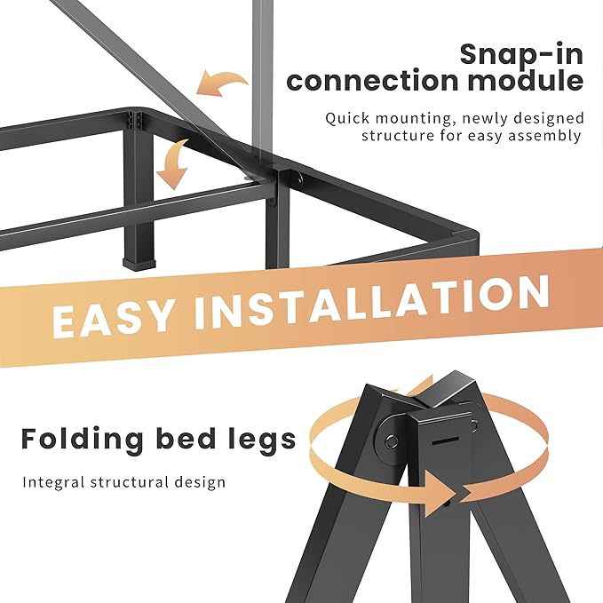 14 Inch King Heavy Duty 3500 lbs Bed Frame with Round-Corner Legs & Anti-Squeak Design – Quick Assembly Metal Platform, No Box Spring Needed