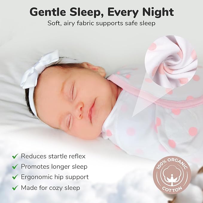 Mama Cheetah Preemie Swaddle Sack, Organic Cotton Sleep Sacks - Easy Swaddles for Premature Baby Girl Blanket Wrap, 4-7 lbs, Newborn Essentials, 3-Pack, Pink