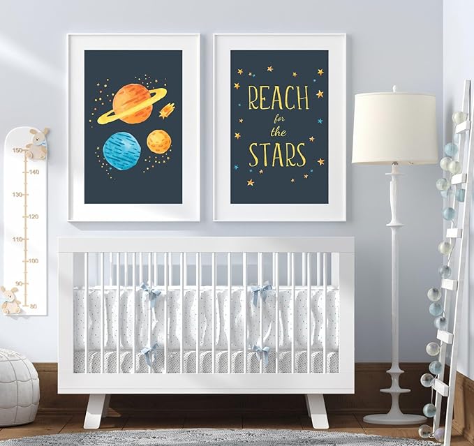 VUVUKU Space Nursery Print Themed Boy Decor Outer Kids Wall Art Baby Prints Playroom